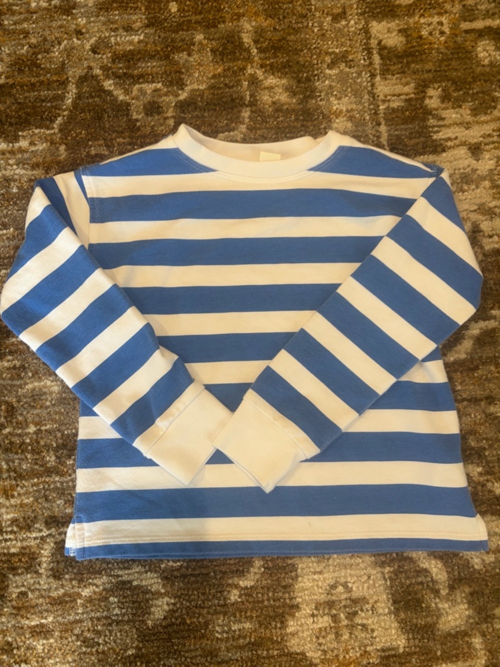Crewcuts Kids Blue & White Striped Long-Sleeve think sweatshirt size XS (4-5)